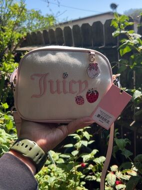 Juicy Couture Cream and Pink Strawberry Crossbody Purse